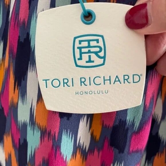 NWT Tori Richard Multi-colored lined Halter Dress Size 0 - Picture 3 of 3